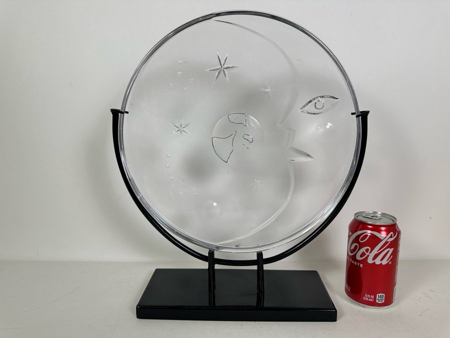 Vintage Signed Orrefors Sweden Martti Rytkonen Glass Sculpture Earth, Moon & Stars With Black Metal Stand 13'W X 15'H [Photo 11]