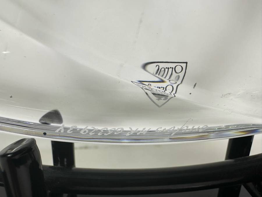 Vintage Signed Orrefors Sweden Martti Rytkonen Glass Sculpture Earth, Moon & Stars With Black Metal Stand 13'W X 15'H [Photo 7]