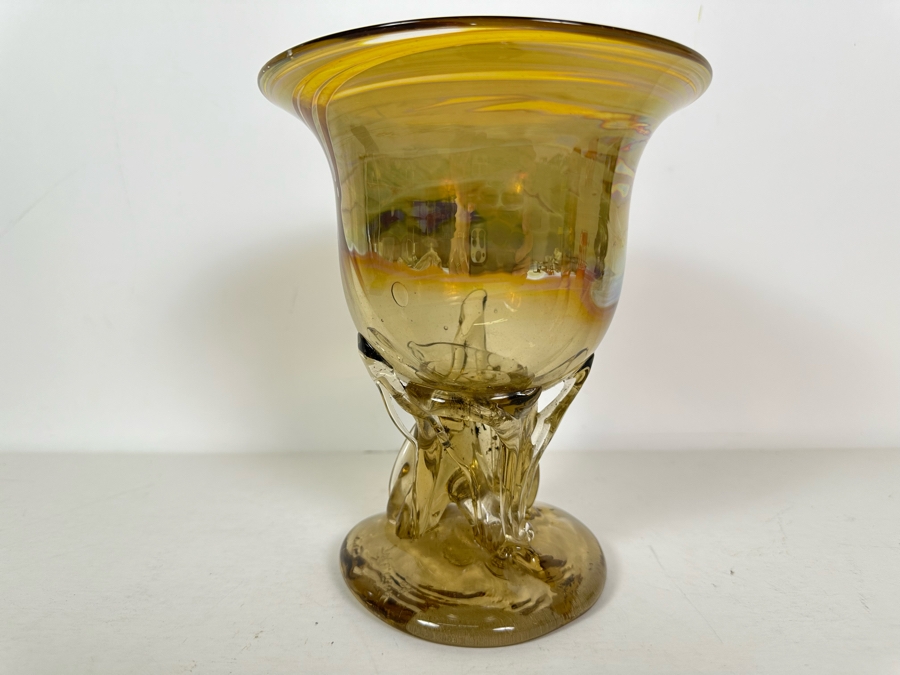 Signed Talitha Art Glass Vase 7'H [Photo 2]