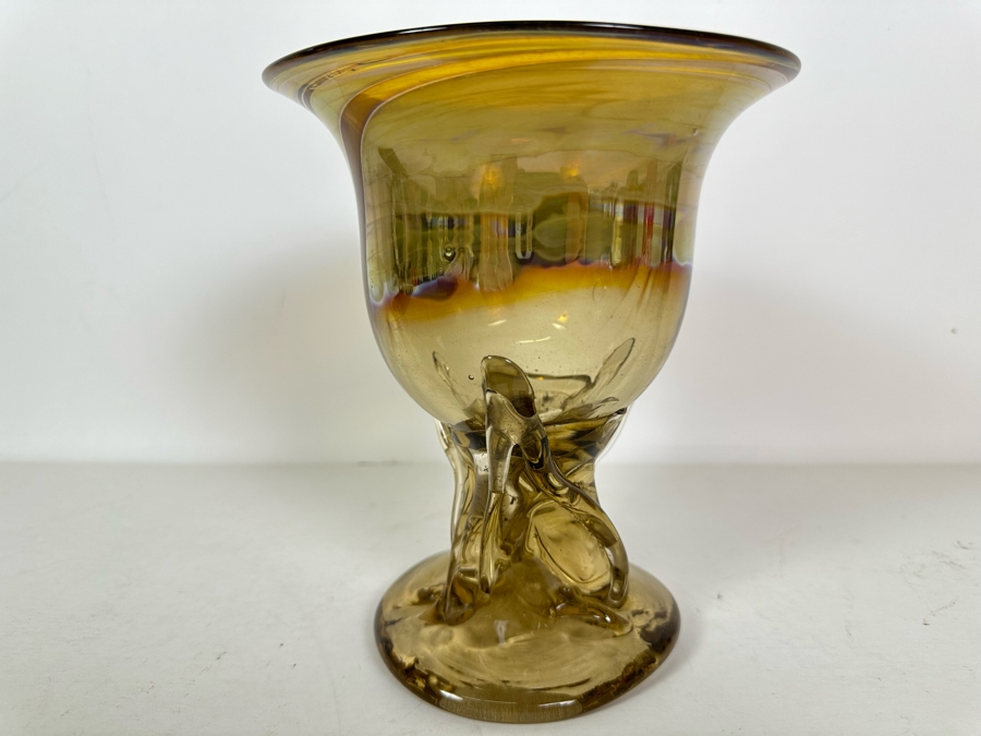 Signed Talitha Art Glass Vase 7'H [Photo 3]