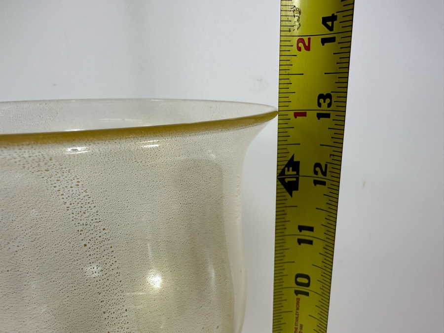 Large Salviati Venetian Murano Glass Gold Fleck Dolphin Goblet Vase Bowl 13'H [Photo 10]