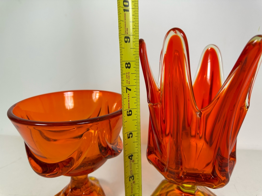 Vintage Viking Glass Swung Vase 9.5'H (R) And Vintage Viking Glass Footed Bowl 6H [Photo 7]