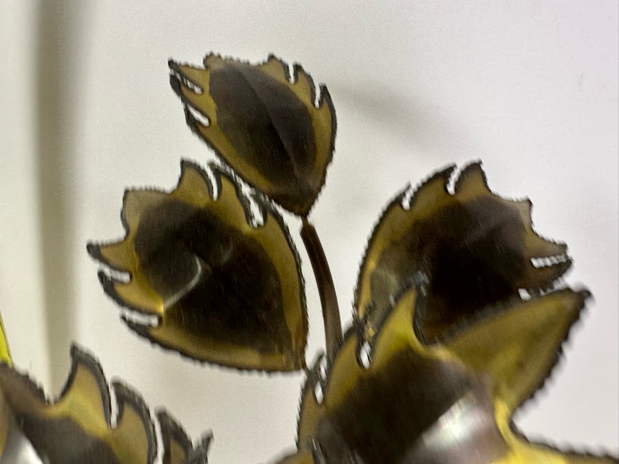 Impressive Handmade Metal Owl On A Branch Sculpture With Agate Base 21'W X 20'H [Photo 8]