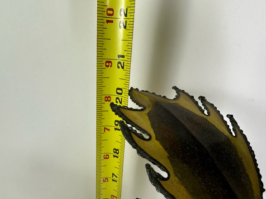 Impressive Handmade Metal Owl On A Branch Sculpture With Agate Base 21'W X 20'H [Photo 7]