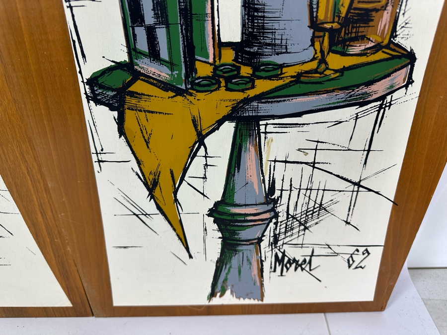 (3) Vintage 1962 Moret Still Life Prints On Wooden Wall Plaques By The Illinois Moulding Co 13.5'W X 32'H [Photo 8]