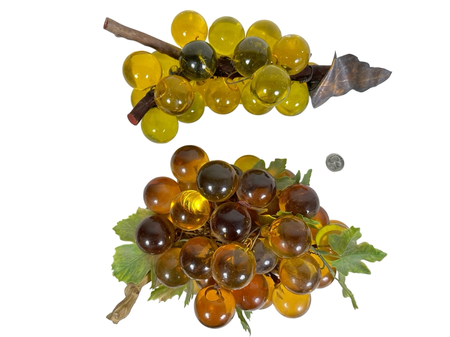 Vintage Lucite Amber & Gold Grape Clusters Home Decor 12'W