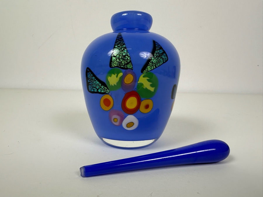 Signed Mad Art Glass Scent Bottle With Stopper 5'H [Photo 4]