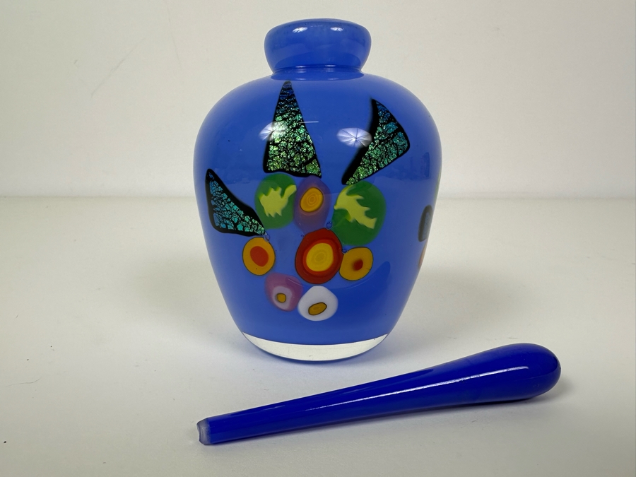 Signed Mad Art Glass Scent Bottle With Stopper 5'H [Photo 5]