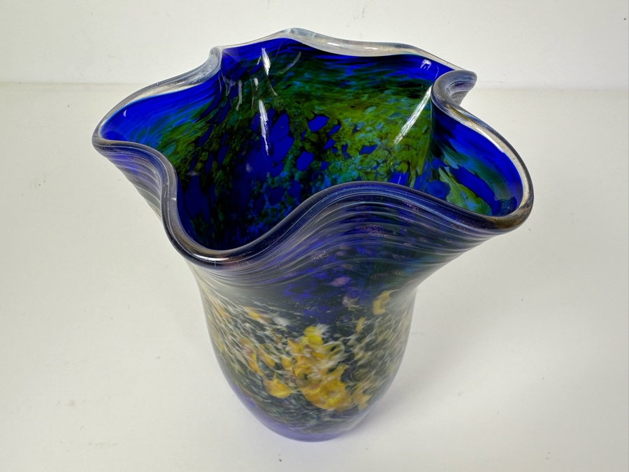 Vintage 2000 Signed MNL Art Glass Vase 7.5'H [Photo 4]