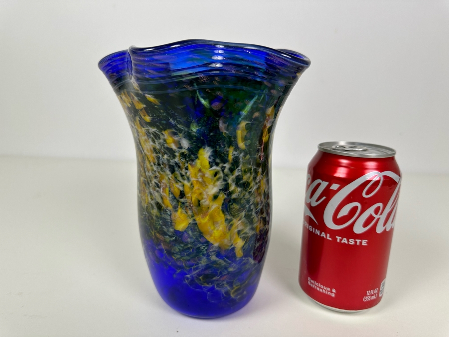 Vintage 2000 Signed MNL Art Glass Vase 7.5'H [Photo 5]