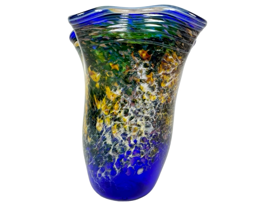 Vintage 2000 Signed MNL Art Glass Vase 7.5'H [Photo 1]