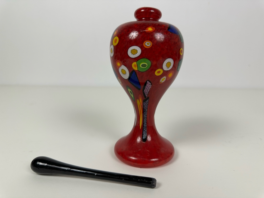 Signed Mad Art Glass Scent Bottle With Stopper 7.5'H [Photo 3]