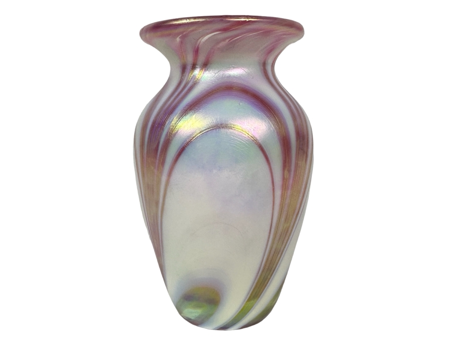 Signed Art Glass Vase 5'H [Photo 1]