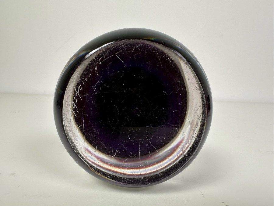 Vintage 1967 MCM Signed Flygsfors Swedish Art Glass Vase 12.5'H [Photo 11]