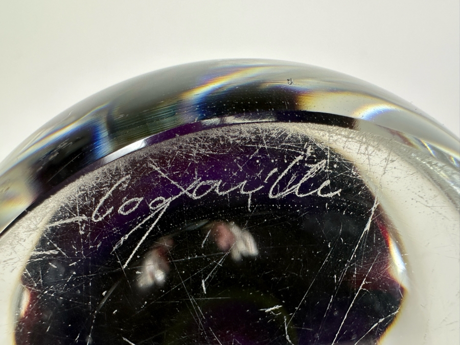 Vintage 1967 MCM Signed Flygsfors Swedish Art Glass Vase 12.5'H [Photo 6]