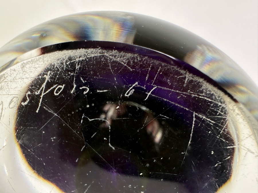 Vintage 1967 MCM Signed Flygsfors Swedish Art Glass Vase 12.5'H [Photo 9]