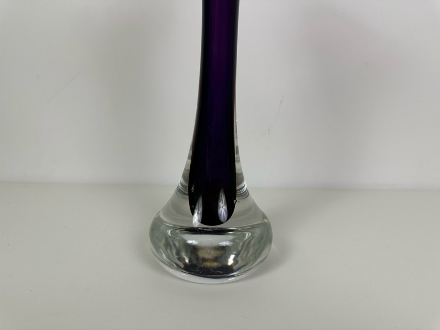 Vintage 1967 MCM Signed Flygsfors Swedish Art Glass Vase 12.5'H [Photo 5]