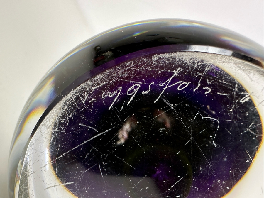 Vintage 1967 MCM Signed Flygsfors Swedish Art Glass Vase 12.5'H [Photo 10]