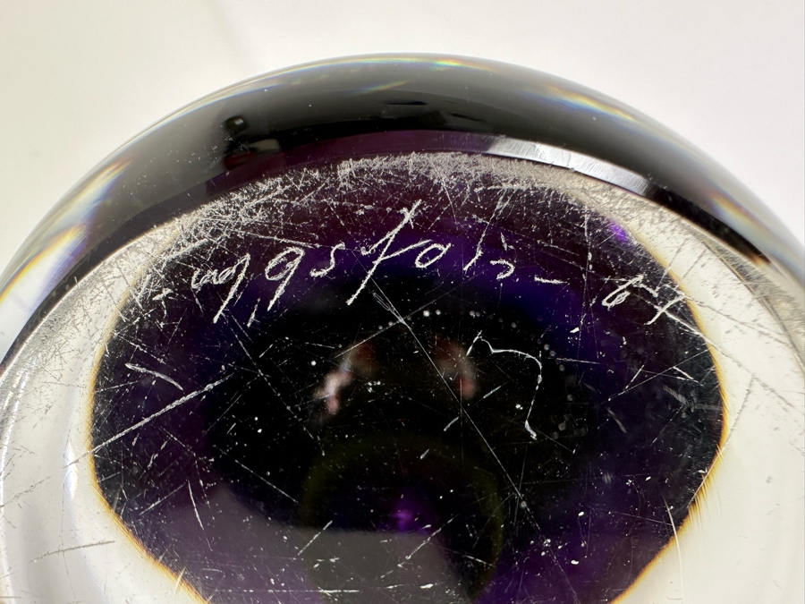 Vintage 1967 MCM Signed Flygsfors Swedish Art Glass Vase 12.5'H [Photo 8]