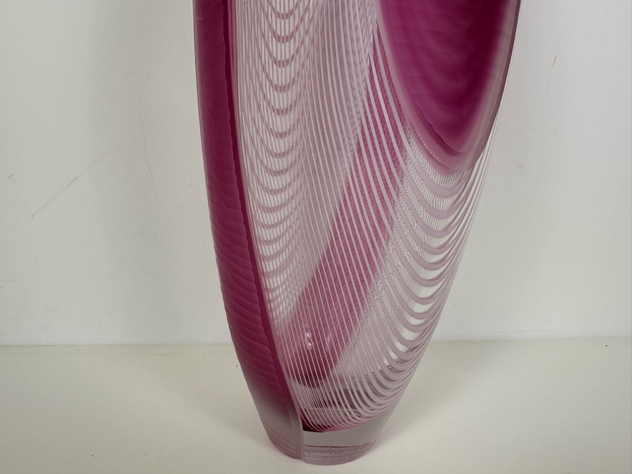 Stunning Large Massimiliano Schiavon Etched Murano Art Glass Vase With ...