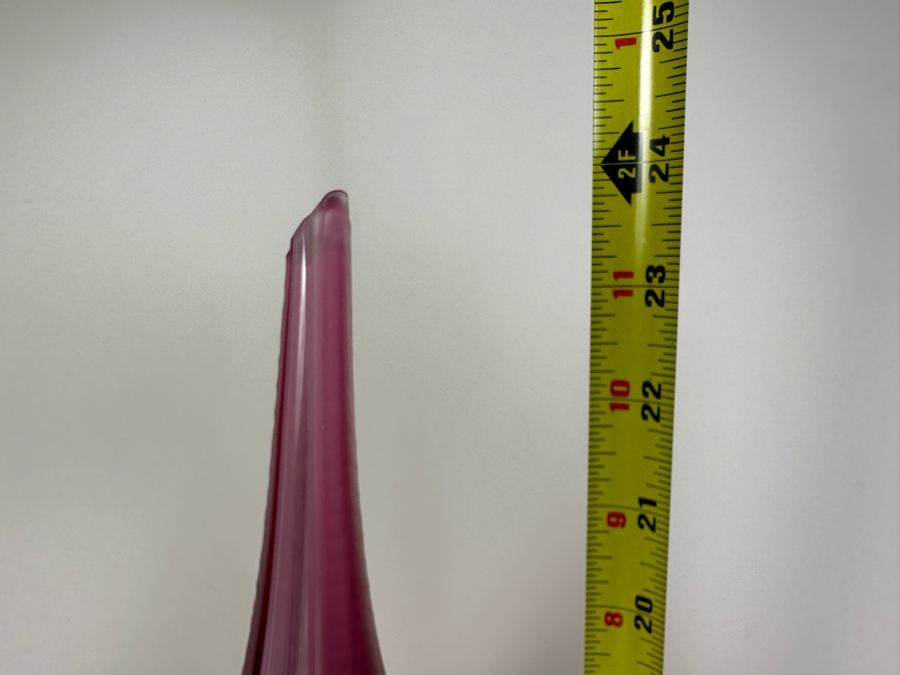 Stunning Large Massimiliano Schiavon Etched Murano Art Glass Vase With Pink Tones Signed 1/1 24'H [Photo 10]