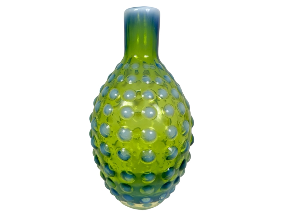 Vintage MCM Dynasty Gallery Art Glass Vase Blue & Green 9.5'H [Photo 1]