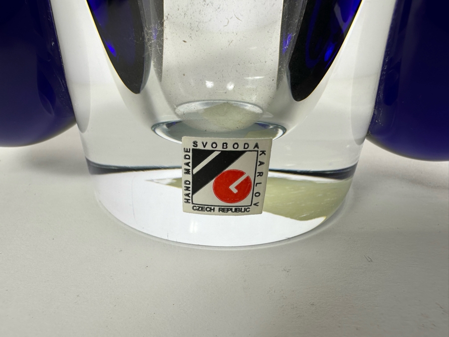Svoboda Karlov Sculptural Art Glass Vase Made In Czech Republic 11.5'H [Photo 3]