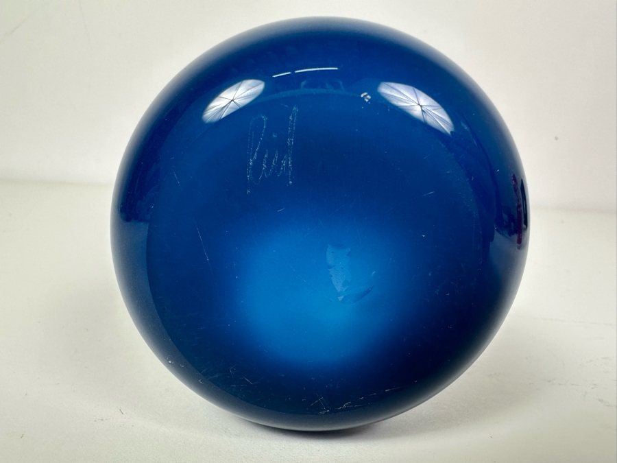 Signed REID - Cased Blue Art Glass Vase 10'H [Photo 5]