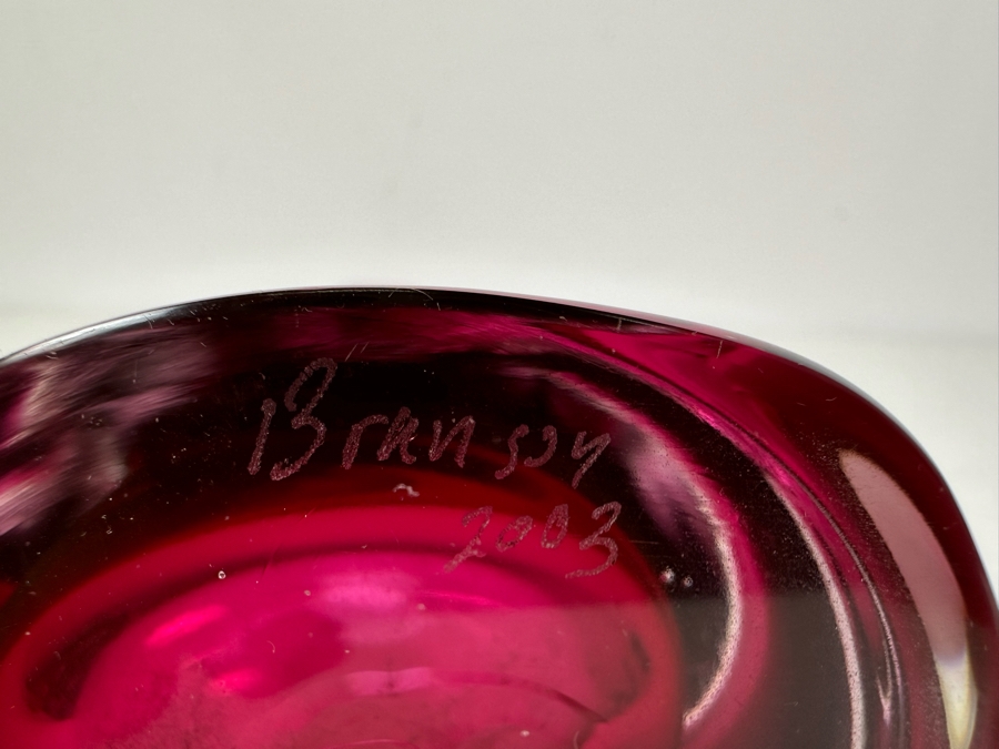 Signed 2003 Art Glass Vase By Ed Branson 15'H [Photo 6]