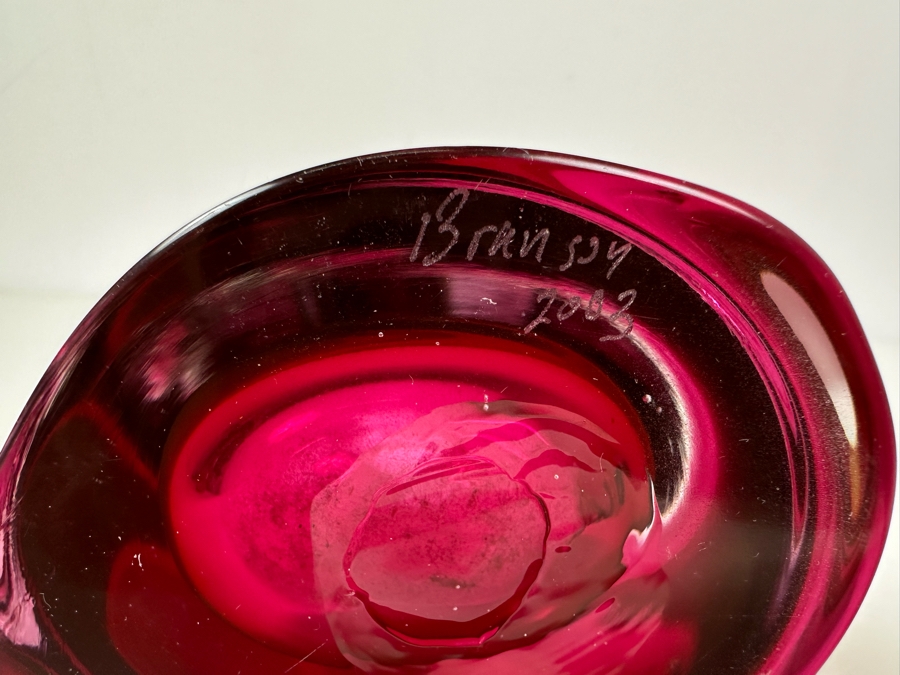 Signed 2003 Art Glass Vase By Ed Branson 15'H [Photo 5]