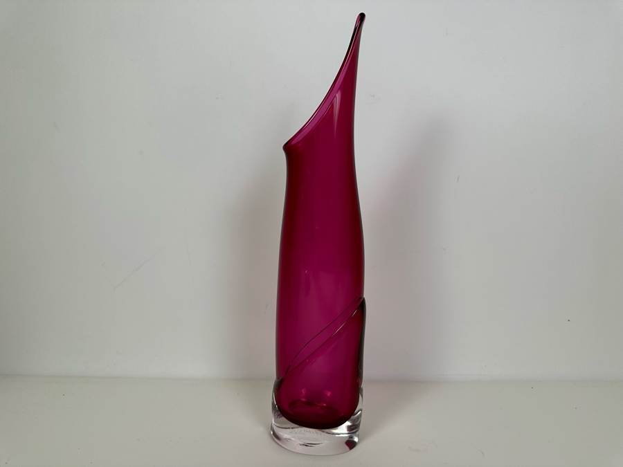 Signed 2003 Art Glass Vase By Ed Branson 15'H [Photo 4]