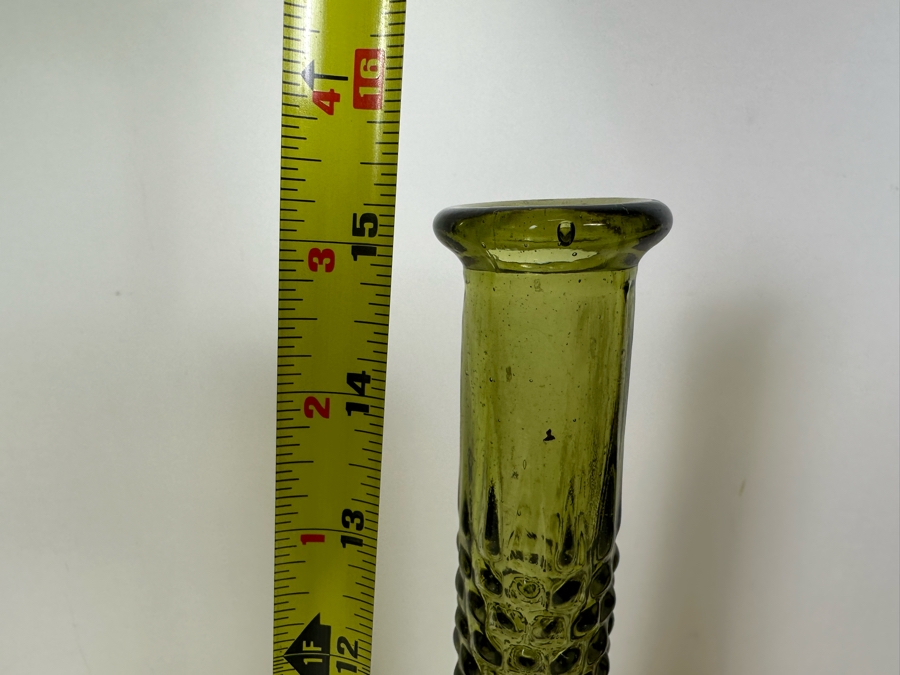 Set Of Three Vintage MCM Empoli Glass Genie Bottles Decanters Italian Glass In Amber & Green 15.25'H [Photo 7]