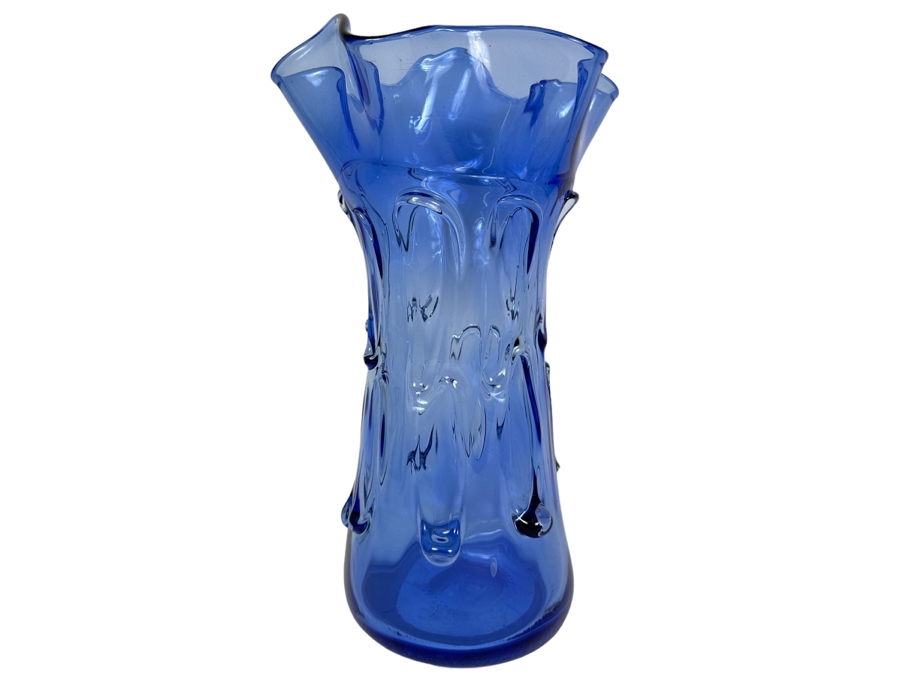 Impressive Abstract Hand Blown Art Glass Vase Light Blue 16.5'H [Photo 1]