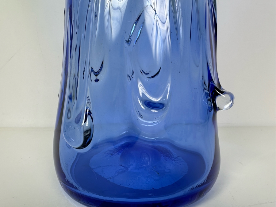 Impressive Abstract Hand Blown Art Glass Vase Light Blue 16.5'H [Photo 4]