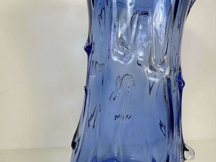 Impressive Abstract Hand Blown Art Glass Vase Light Blue 16.5'H [Photo 5]