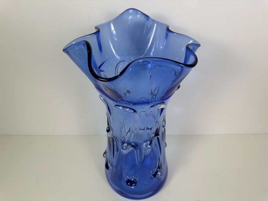 Impressive Abstract Hand Blown Art Glass Vase Light Blue 16.5'H [Photo 2]