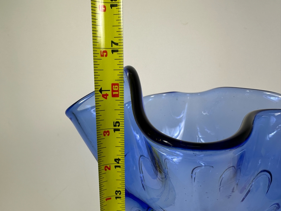 Impressive Abstract Hand Blown Art Glass Vase Light Blue 16.5'H [Photo 7]