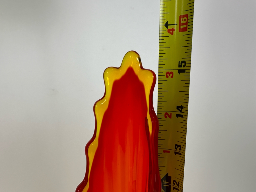 Vintage MCM Viking Glass Amberina Swung Vase (L) And Fenton Glass Amberina Swung Vase (R) 15.5'H [Photo 5]