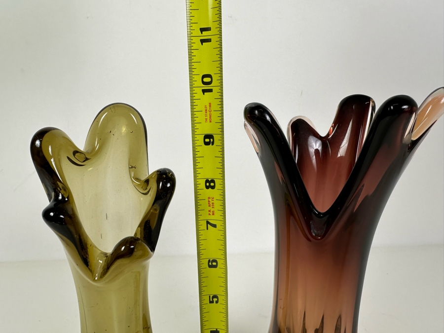 Pair Of Swung Art Glass Vases 10'H [Photo 6]