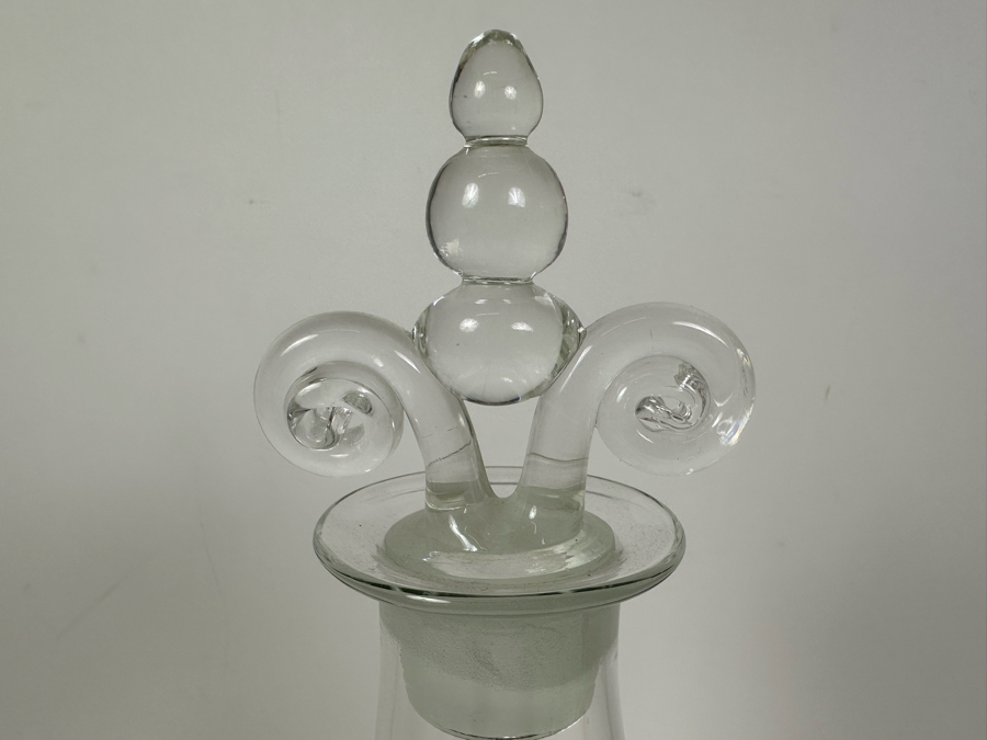 Simon Moore (B. 1959, United Kingdom) Handmade Art Glass Decanter Bottle With Stopper Signed 1996 14'H [Photo 2]