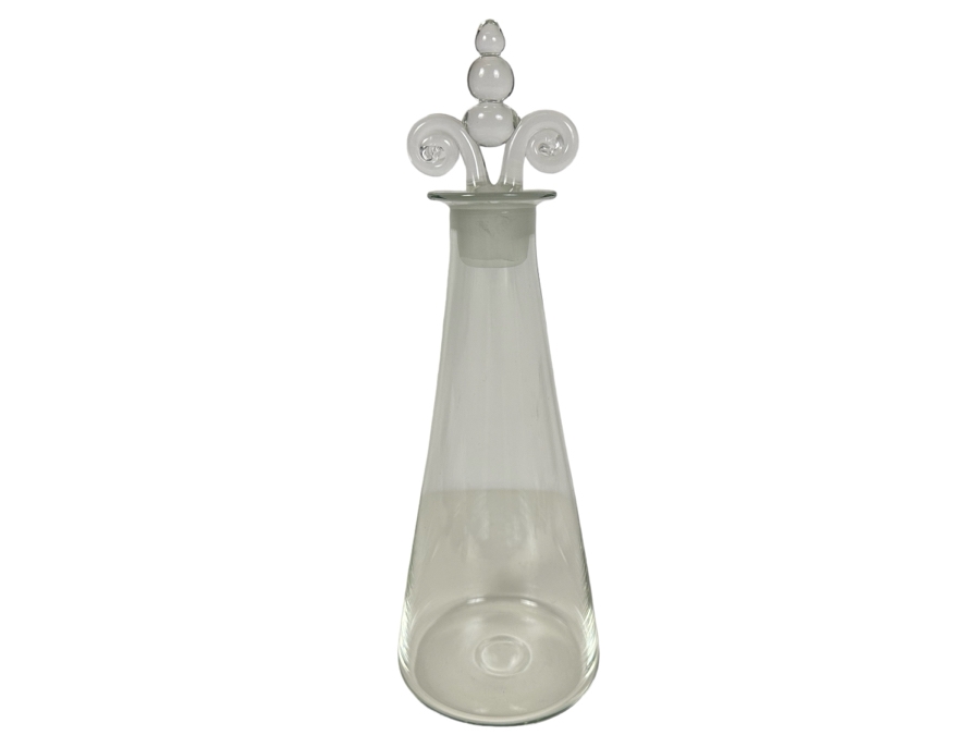 Simon Moore (B. 1959, United Kingdom) Handmade Art Glass Decanter Bottle With Stopper Signed 1996 14'H