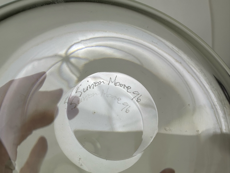 Simon Moore (B. 1959, United Kingdom) Handmade Art Glass Decanter Bottle With Stopper Signed 1996 14'H [Photo 6]