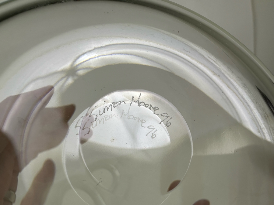 Simon Moore (B. 1959, United Kingdom) Handmade Art Glass Decanter Bottle With Stopper Signed 1996 14'H [Photo 5]