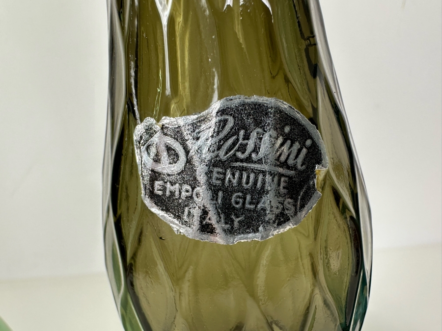 Set Of Three Vintage MCM Empoli Glass Genie Bottles Decanters Italian Glass With Stoppers 18'H [Photo 2]