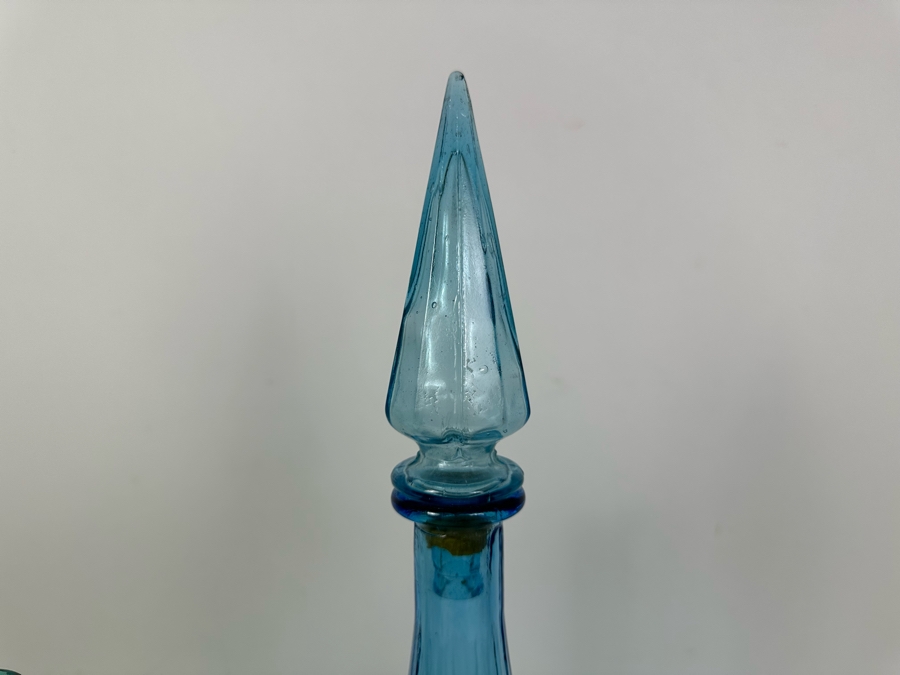 Set Of Three Vintage MCM Empoli Glass Genie Bottles Decanters Italian Glass One With Stopper 11'H - 14'H [Photo 5]