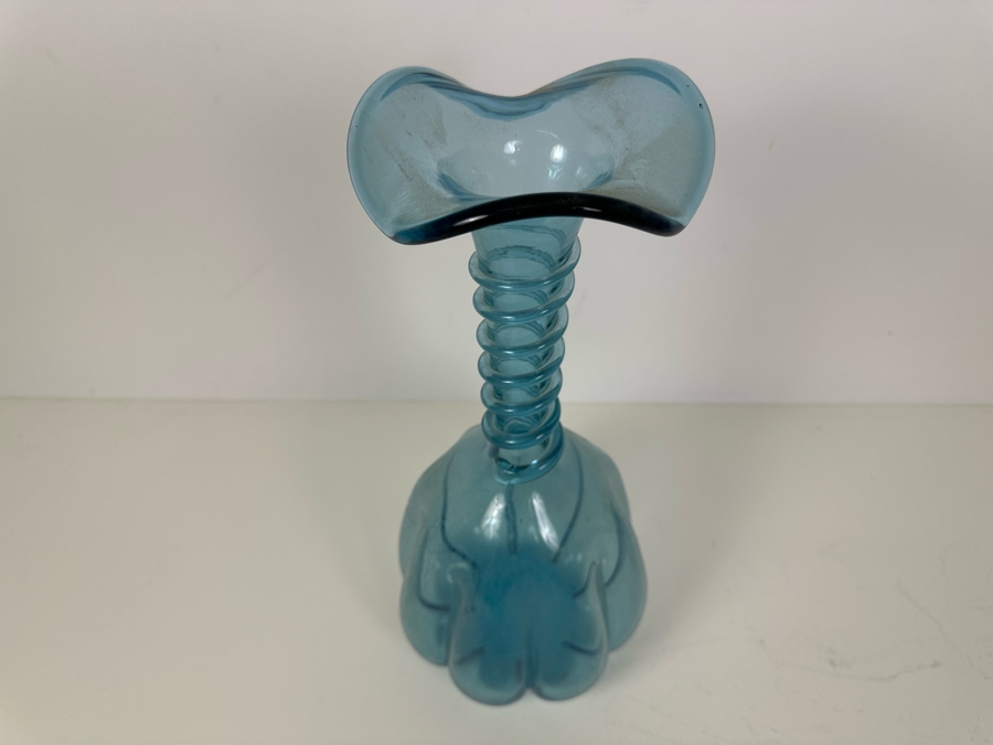 Vintage Blue Art Glass Vase 15'H [Photo 5]