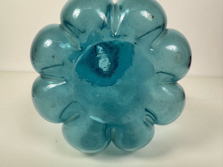 Vintage Blue Art Glass Vase 15'H [Photo 7]