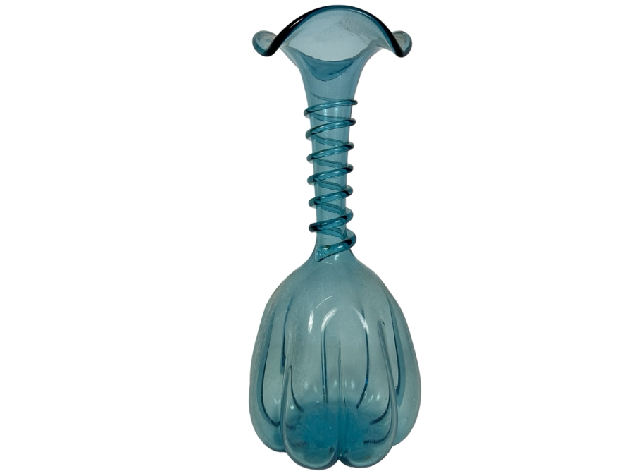 Vintage Blue Art Glass Vase 15'H