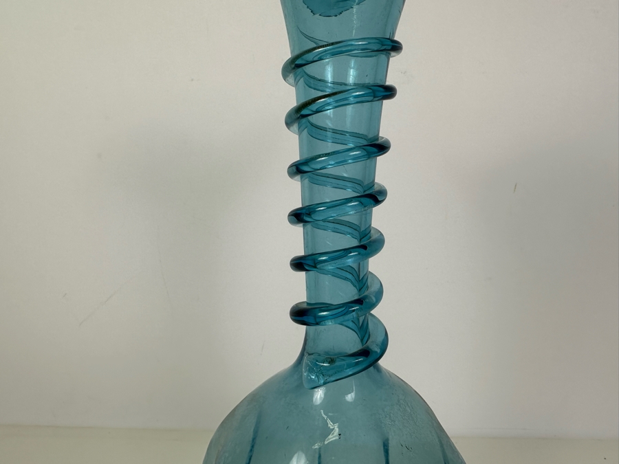 Vintage Blue Art Glass Vase 15'H [Photo 3]