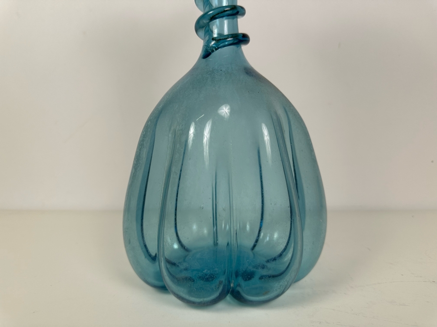 Vintage Blue Art Glass Vase 15'H [Photo 4]